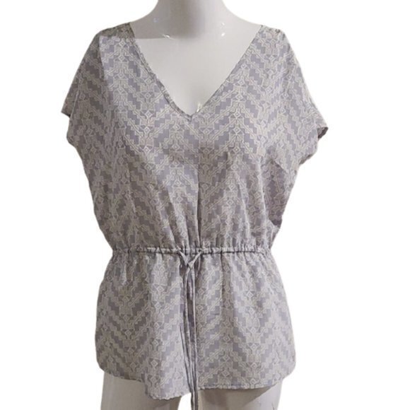[Banana Republic] Patterned V-neck Elastic Waist Blouse - Size PS - Picture 1 of 8